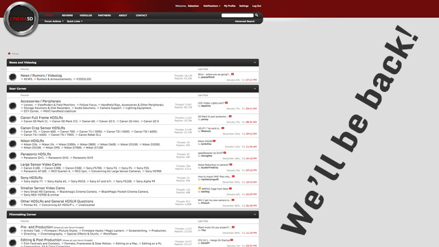 cinema5D forum coming back on Monday