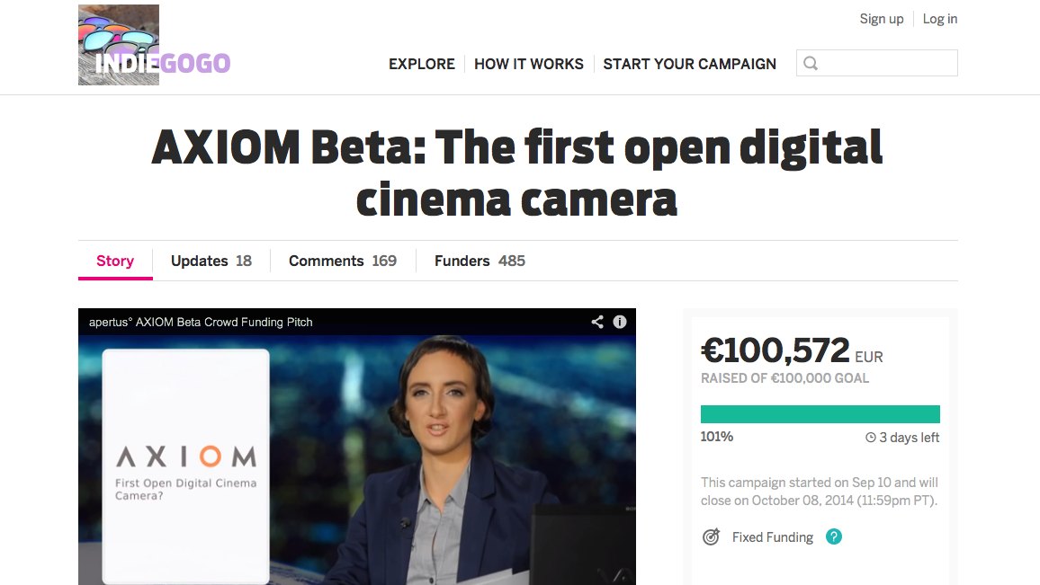 Apertus Axiom reaches crowd funding goal, more footage released