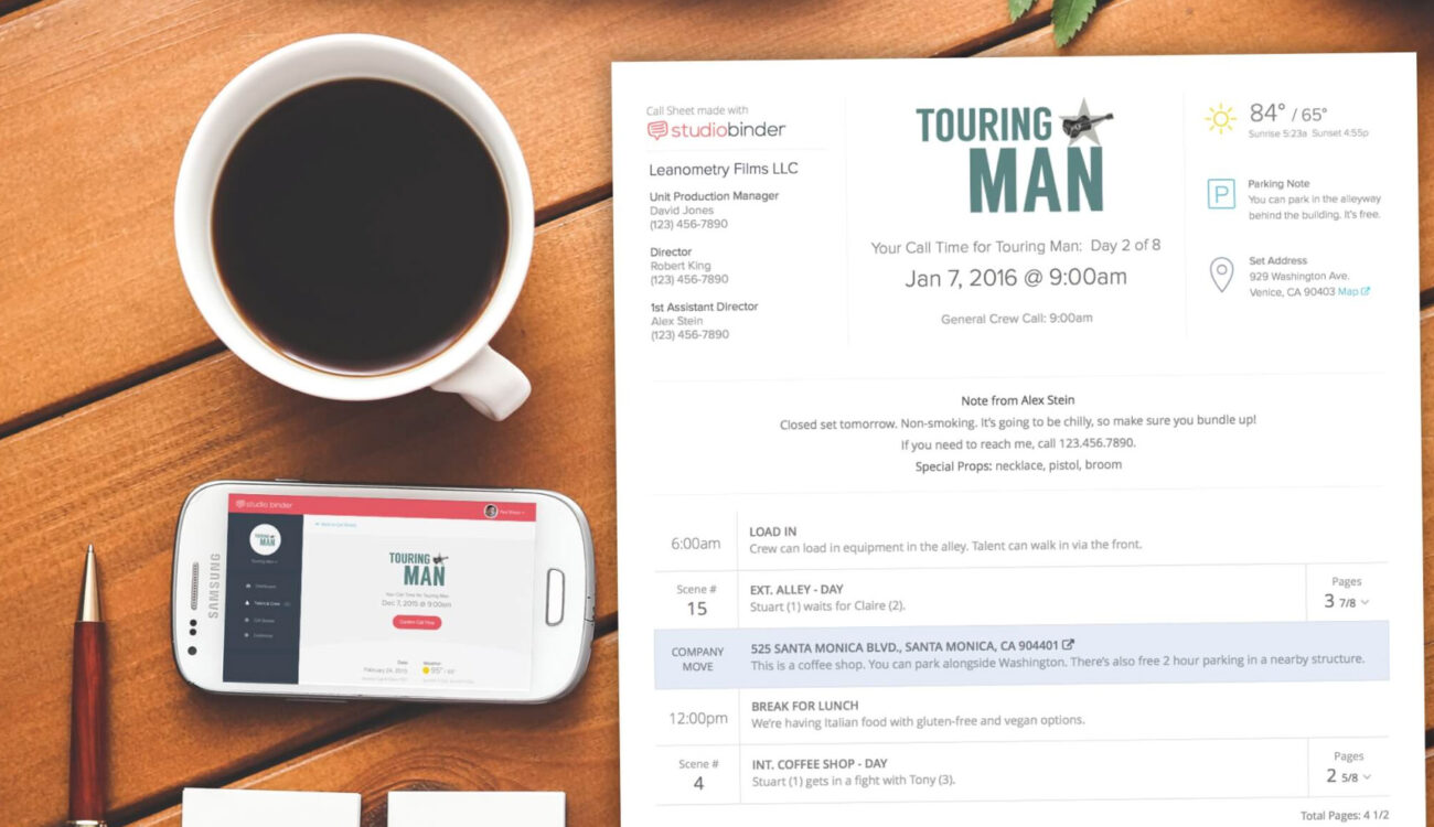 Studio Binder - Are Call Sheets a Thing of the Past?