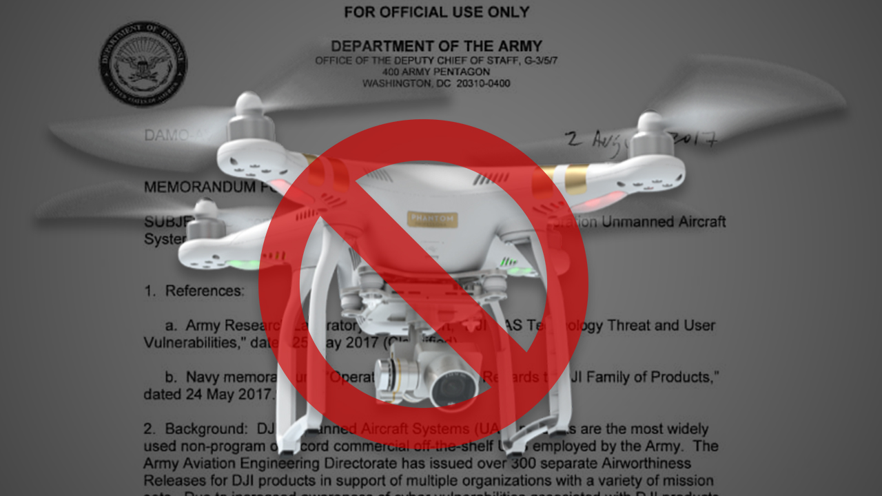 US Army to Cease Use of DJI Products