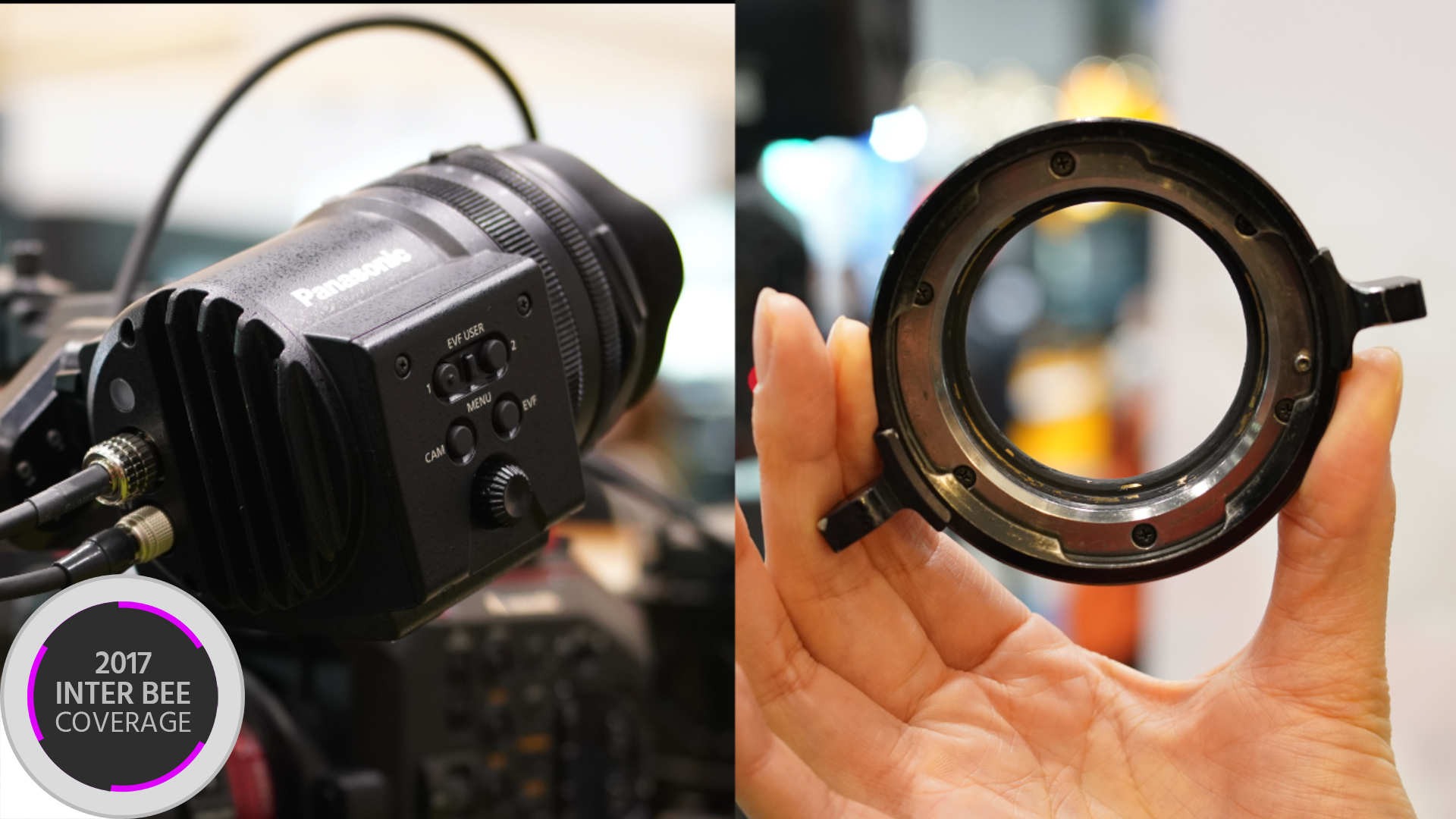 パナソニックがEVA1用EF-PLアダプターとVaricam EVFをInterBEE2017で展示