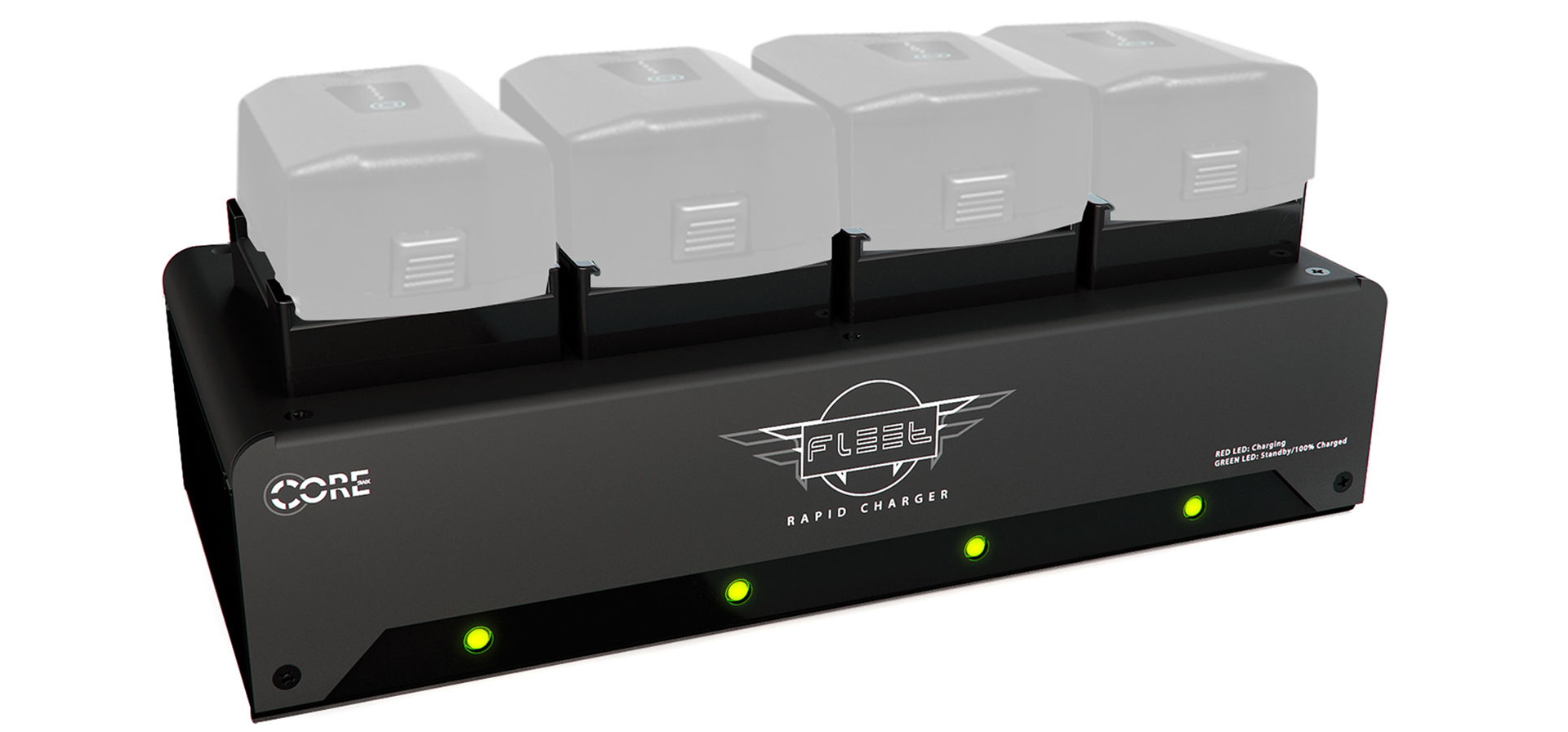 Cargador Fleet FF de Core SWX - Carga 4 packs de baterías MōVI Pro en 45 minutos