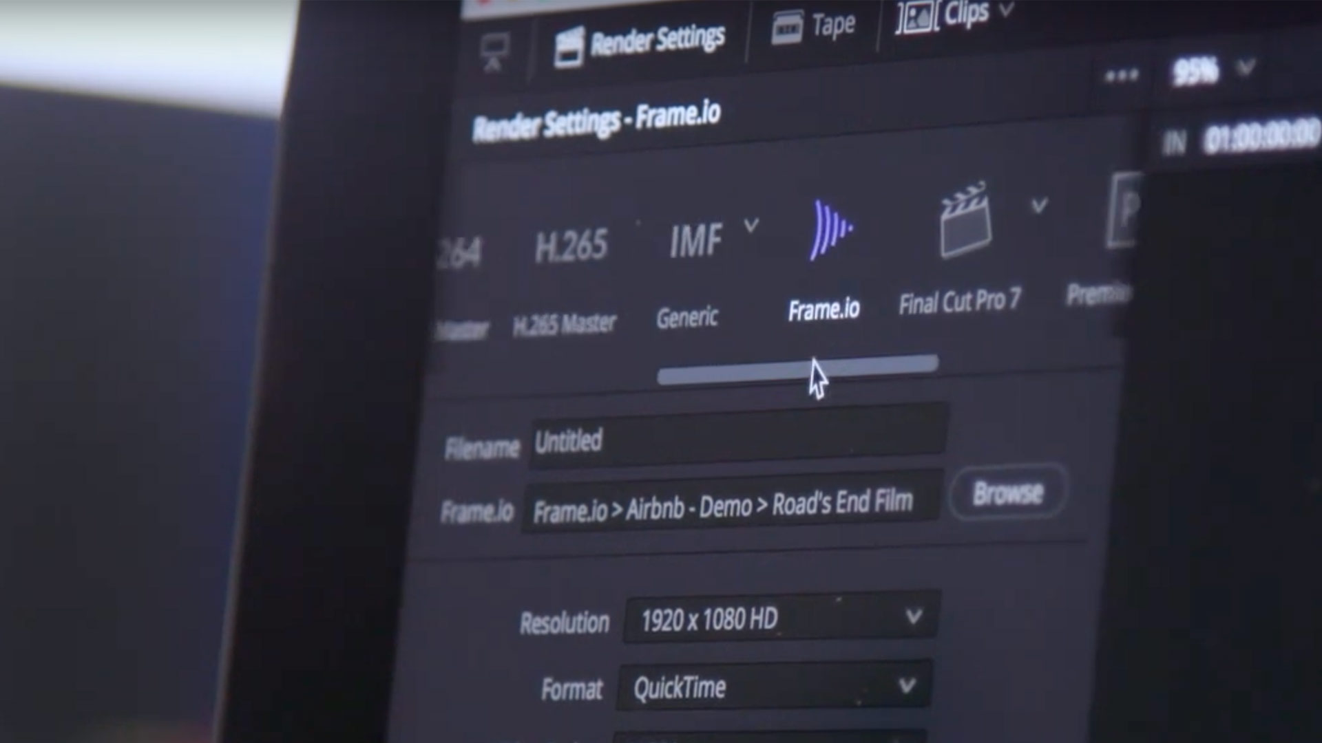 Integración de Frame.io con Blackmagic DaVinci Resolve 16