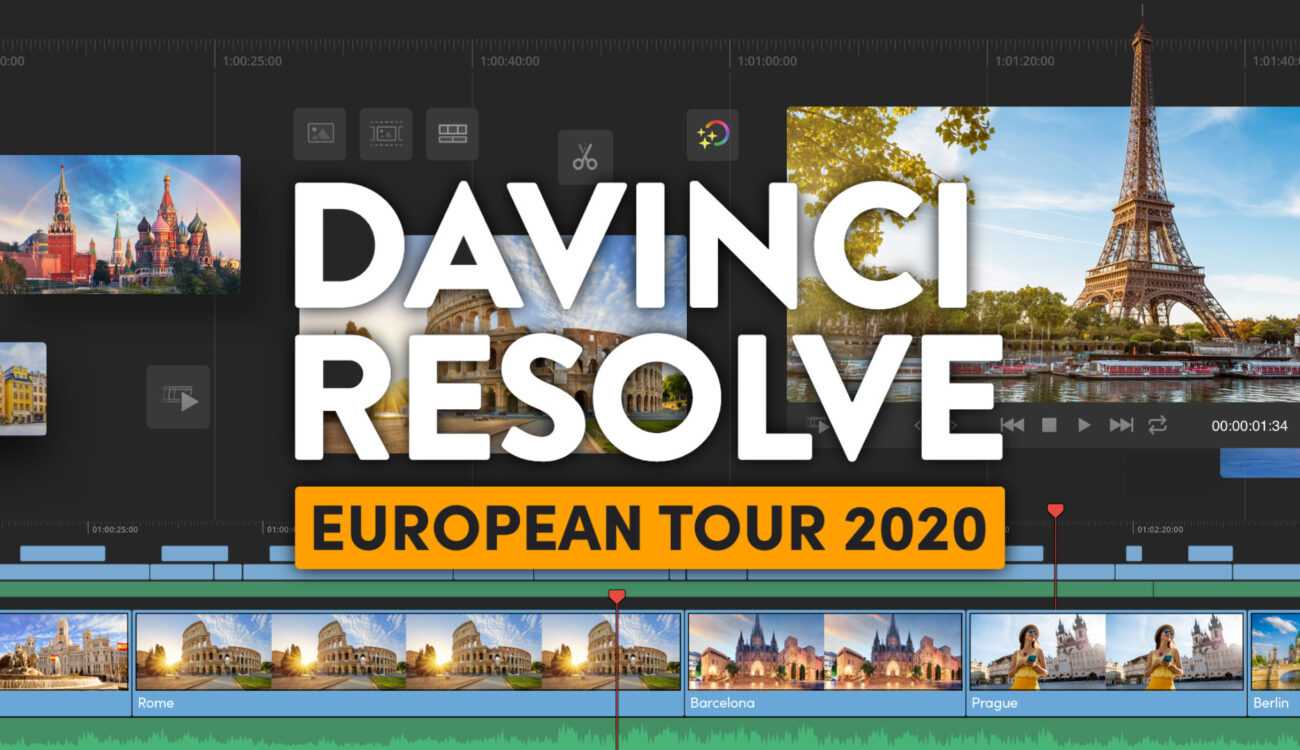 Learn DaVinci Resolve for Free – European Tour with over 35 Cities Ahead