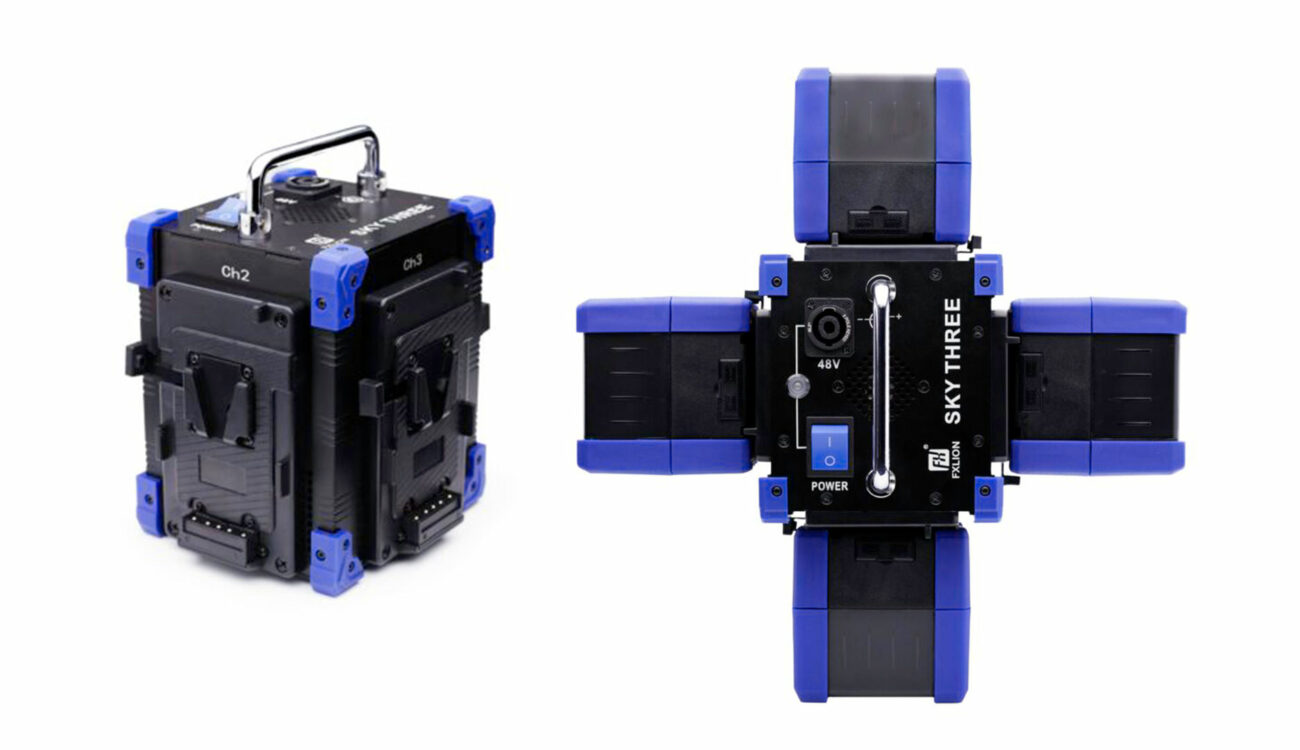 Power up to 1000W LED Light with 4 V-Mounts via Fxlion SKY THREE 48V Portable Power Adapter