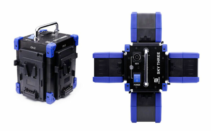 Power up to 1000W LED Light with 4 V-Mounts via Fxlion SKY THREE 48V Portable Power Adapter